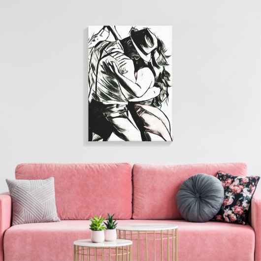 Couple Dancing, imprimé en toile noir et blanc, (Insitu(Salon))