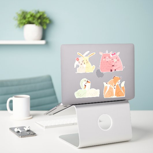 couple d'animaux, étiquette (Ordinateur portable sur le bureau)
