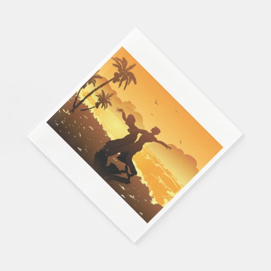 Couple Dansant Sur Les Serviettes En Papier De Pla (Coin)