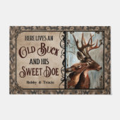 Couple de cerf personnalisé Un vieux tapis de port (Devant)
