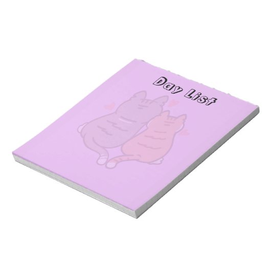 Couple de chats mignons bloc-notes pastel violet L (Tourné)