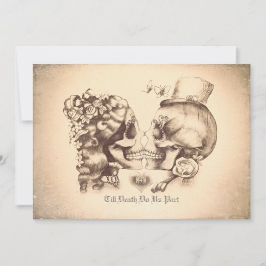 Couple de crâne Jour des invitations de mariage mo (Devant)