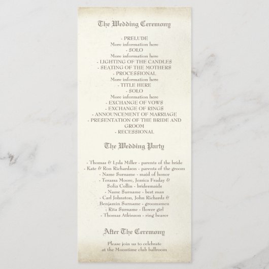 Couple de crâne Mortel Joli Mariage Programmes (Dos)