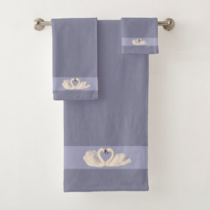 Couple de cygnes sur serviettes de bain teintées d