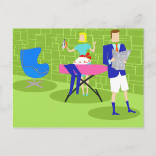 Couple de dessin rétro à la carte postale