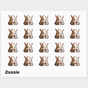 Couple de lapins mignons – Autocollant Love Bunny