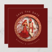 Couple de Mariage Indien Save The Date (Devant / Derrière)