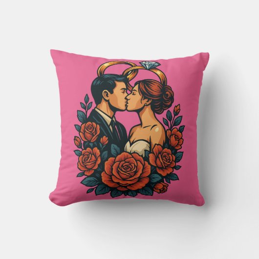 Couple de mariage romantique Coussin jetable (Recto)