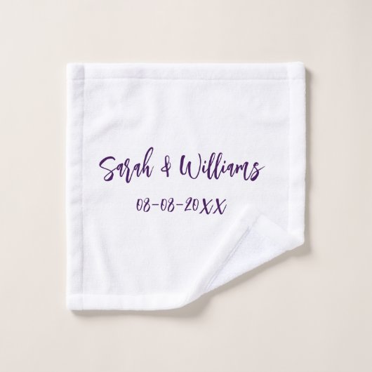 couple de mariages. Nom date violet simple mo mini (Gant de toilette)