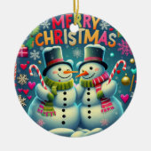 Couple de motoneige mignon avec un ornement Casque (Devant)