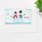 Couple de neige Waving Hi, To, From, holiday, étiq (Bureau)