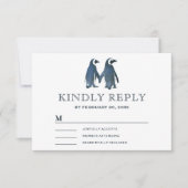 Couple de pingouins mignons romantiques RSVP (Devant)
