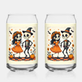 Couple de squelette d'Halloween mignon en orange (Verso)