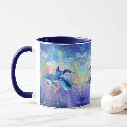 Couple Dolphin Mug (Avec donut)