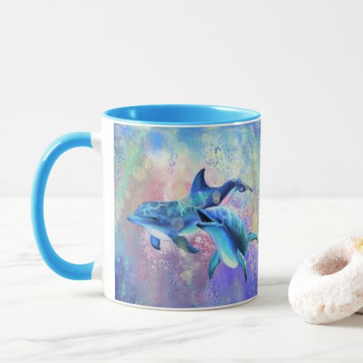 Couple Dolphin Mug Bonne Famille (Avec donut)