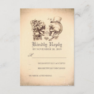 Couple du crâne - Carte RSVP pour mariage