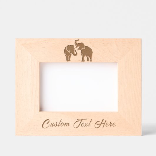 Couple Eléphant Cadres gravés avec texte personnal (Recto)