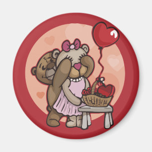 Couple en peluche mignon avec aimant rouge