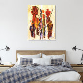 Couple ethnique rouge Abstrait toile beige (Insitu(Chambre))