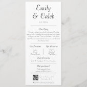 Couple Facts Programme et menu de mariage minimali (Devant)