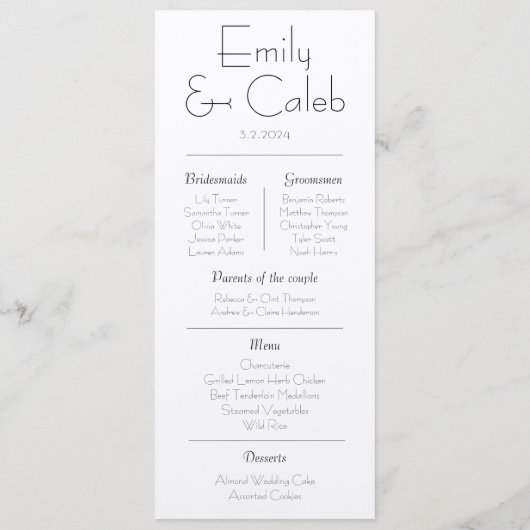 Couple Facts Rustic Simple Wedding Programme & Men (Dos)