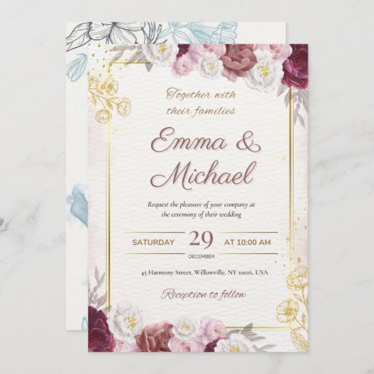 couple faire-part de mariage (Devant / Derrière)