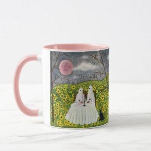 Couple fantôme avec fleurs Mug d'art