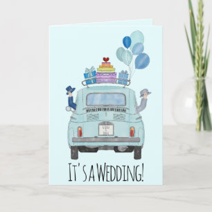 Couple gay en Fiat 500 Faire-part de mariage
