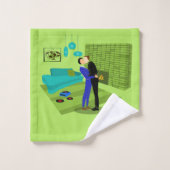 Couple gay rétro amoureux (Gant de toilette)