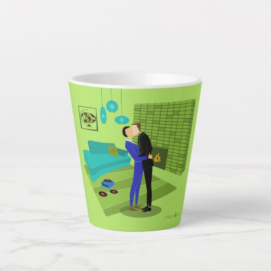 Couple Gay Rétro Dans Love Latte Mug (Devant)