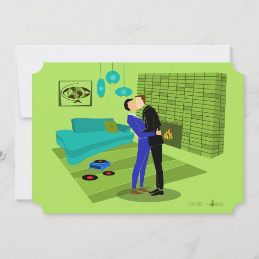 Couple homosexuel rétro amoureux - Invitation (Devant)