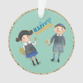 Couple juif mignon heureux Hanoukka Turquoise (devant)