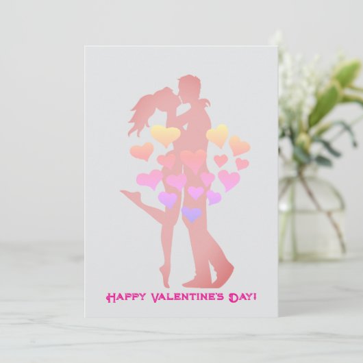 Couple Kisser Minimaliste Valentines Carte Jour (Debout devant)