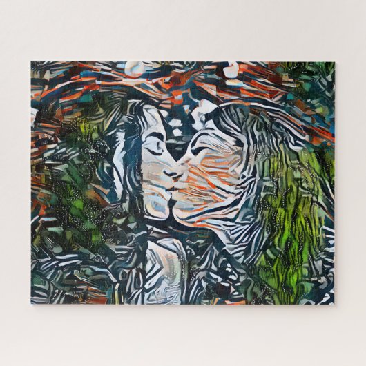 Couple Kissing | Puzzle Abstrait coloré (Horizontal)