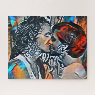 Couple Kissing Puzzle Abstrait coloré