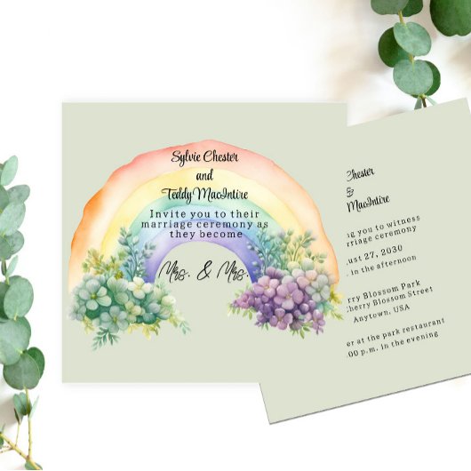 Couple lesbien Faire-part de mariage arc-en-ciel