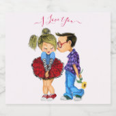 Couple Love Sparkling Vin Étiquette - I Love You (Étiquettes simples)