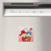 Couple Mariage chinois : Aimant rose Carré (In Situ (Lave-vaisselle))