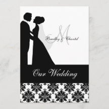 Couple Mariage noir et blanc Faire-part de mariage