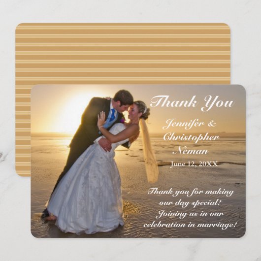 Couple mariage sur Sunset Beach Carte de remerciem (Devant / Derrière)
