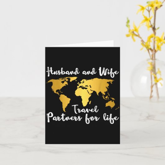 Couple Matching Husband And Wife Travel Partners F Kaart (Gele Bloem)