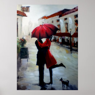  Couple met Umbrella en Dog Print