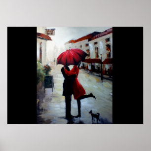  Couple met Umbrella en Dog Print