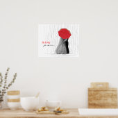 Couple mignon avec Red Umbrella Poster (Cuisine)