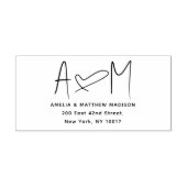 Couple Monogram Heart Address Rubberstempel (Afrduk)