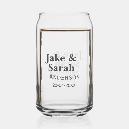 Couple name gray golden frame border wedding date  (Recto)