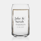 Couple name gray golden frame border wedding date  (Verso)