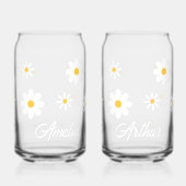 Couple Name Personalized Cute Daisies Floral Blikvorm Glas (Links)