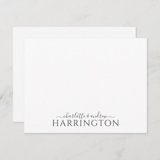 Couple Name Wedding Monogram Script  Notitiekaartje (Voorkant / Achterkant)