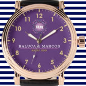 Couple names His and Her elegant purple monogram Horloge